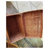 Large Woven Wicker Storage Basket with Hinged Lid