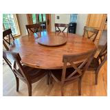 Stunning 72" Round Pedestal Solid Wood Round Dining Table with 8 Chairs
