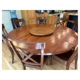 Stunning 72" Round Pedestal Solid Wood Round Dining Table with 8 Chairs
