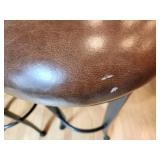 Set of 3 Cushioned Bar Stools with Leather Seat and Metal Frame