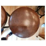 Set of 3 Cushioned Bar Stools with Leather Seat and Metal Frame