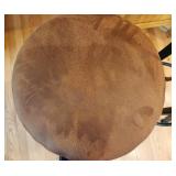 Pair of Bar Stools with Brown Upholstered Seats
