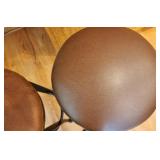 Pair of Bar Stools with Brown Upholstered Seats