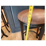 Pair of Brown Leather Bar Stools with Metal Frame