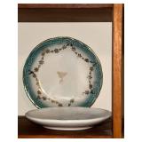 Set of 9 Vintage Decorative Porcelain Butter Pat/Pad/Chip Plates and Display Shelf