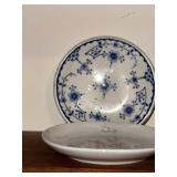 Set of 9 Vintage Decorative Porcelain Butter Pat/Pad/Chip Plates and Display Shelf