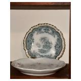 Set of 9 Vintage Decorative Porcelain Butter Pat/Pad/Chip Plates and Display Shelf