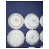 Set of 9 Vintage Decorative Porcelain Butter Pat/Pad/Chip Plates and Display Shelf