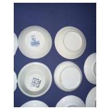 Set of 9 Vintage Decorative Porcelain Butter Pat/Pad/Chip Plates and Display Shelf