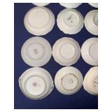 Set of 9 Vintage Decorative Porcelain Butter Pat/Pad/Chip Plates and Display Shelf