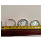 Set of 8 Antique Decorative Porcelain Butter Pat Pad Chip Plates with Floral Designs and Shelf