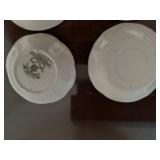 Set of 8 Antique Decorative Porcelain Butter Pat Pad Chip Plates with Floral Designs and Shelf