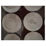 Set of 8 Antique Decorative Porcelain Butter Pat Pad Chip Plates with Floral Designs and Shelf