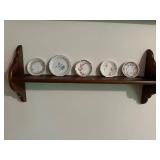 Set of 5 Vintage Porcelain Butter Pat Pad Chip Plates and Shelf
