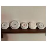 Set of 5 Vintage Porcelain Butter Pat Pad Chip Plates and Shelf