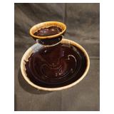 Set of 2 Mid-Century Modern Ceramic Serving Bowls with Tripod Stand