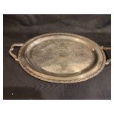 Vintage Silver-Plated Ornate Serving Tray with Handles