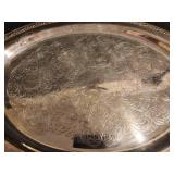 Vintage Silver-Plated Ornate Serving Tray with Handles