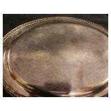 Vintage Silver-Plated Ornate Serving Tray with Handles