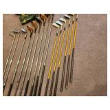 Vintage Set of 15 Golf Clubs with Covers and Bag