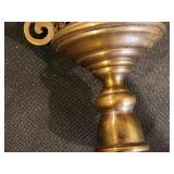 Vintage Brass Hanging Lantern with Blue Glass Insert