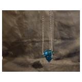 Antique Orthodox Hanging Brass Lampada (Church Lamp) with Blue Glass Insert