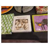 Assorted Decorative Plates and Napkins Collection