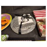 Assorted Decorative Plates and Napkins Collection
