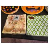Assorted Decorative Plates and Napkins Collection