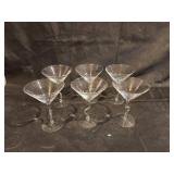 Set of 6 Elegant Glass Martini Glasses with Twisted Stems