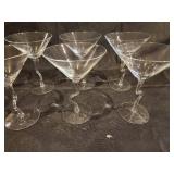 Set of 6 Elegant Glass Martini Glasses with Twisted Stems