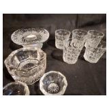 Vintage Cut Crystal and Pressed Glass Collection - Set of 9 Pieces