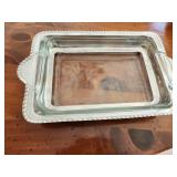 Glass Baking Dish with Silver/Pewter Like Holder