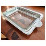 Glass Baking Dish with Silver/Pewter Like Holder