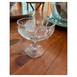 Set of 8 Vintage Crystal Dessert Glasses with Floral Etching