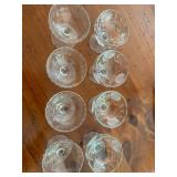Set of 8 Vintage Crystal Dessert Glasses with Floral Etching