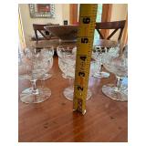 Set of 8 Vintage Crystal Dessert Glasses with Floral Etching