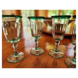 Set of 4 Hand Blown Mexican Green Glass Goblets