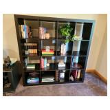 Large Black Wooden 16-Cube Bookshelf - Contents Not Included