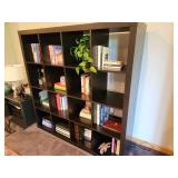 Large Black Wooden 16-Cube Bookshelf - Contents Not Included