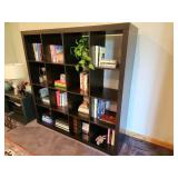 Large Black Wooden 16-Cube Bookshelf - Contents Not Included