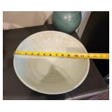 Set of 2 Decorative Celadon Pottery: Flower Bowl and Green Vase