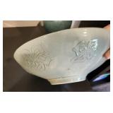 Set of 2 Decorative Celadon Pottery: Flower Bowl and Green Vase