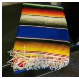 Colorful Woven Mexican Blanket with Fringe
