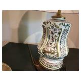 Decorative Ceramic Hand Painted Table Lamp with Floral and Animal Design