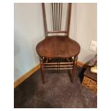 Antique Wooden Dining Chair with Spindle Back