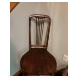 Antique Wooden Dining Chair with Spindle Back