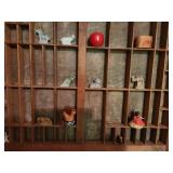 Vintage Wooden Display Drawer with Assorted Miniature Figurines
