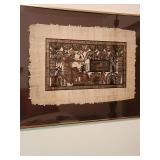 Set of 3 Framed Egyptian Papyrus Artworks with Hieroglyphics