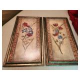 Pair of Floral Wall Art with Gold Frames